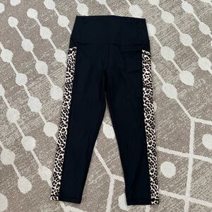 Black Leggings with Leopard Side Panels